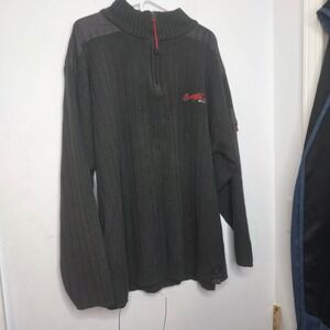 Southpole Mens Quarter Zip Ribbed Sweater Forest Green Y2K Streetwear Large